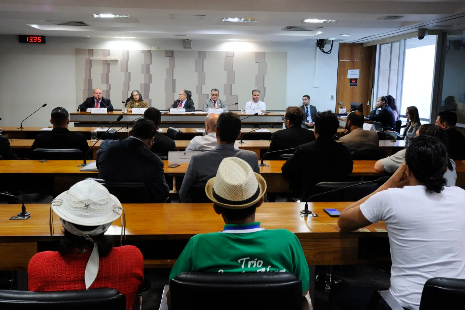 Integrantes e público em audiência sobre música, com a representante do CNPC Cláudia Queiroz à mesa